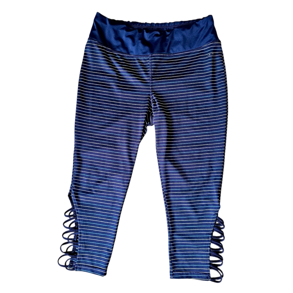 Jockey Women's Striped Cutout Capri Active Leggings - Size M - Picture 2 of 10